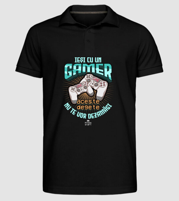 Ieși cu un gamer - aceste degete nu te vor dezamăgi model negru pe tricou