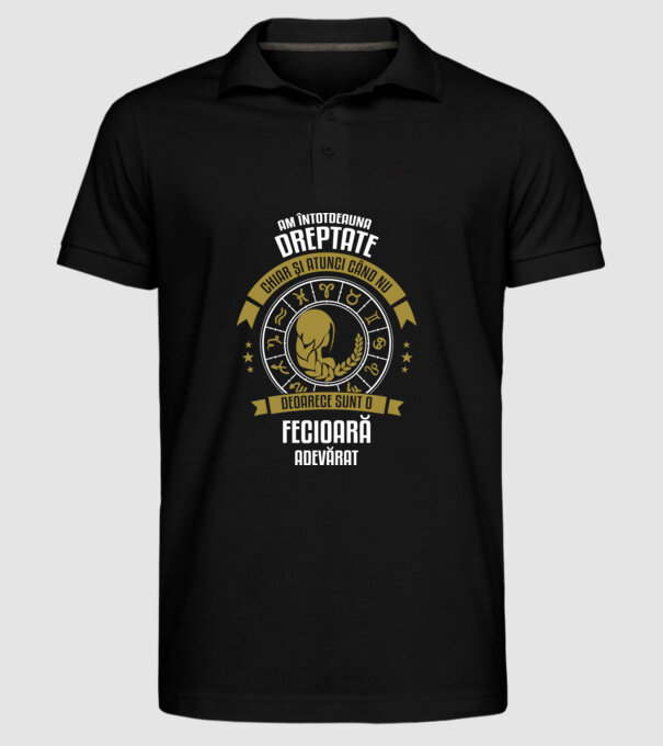 Întotdeauna am dreptate. Chiar și atunci, când nu am, deoarece sunt din zodia fecioară. model negru pe tricou