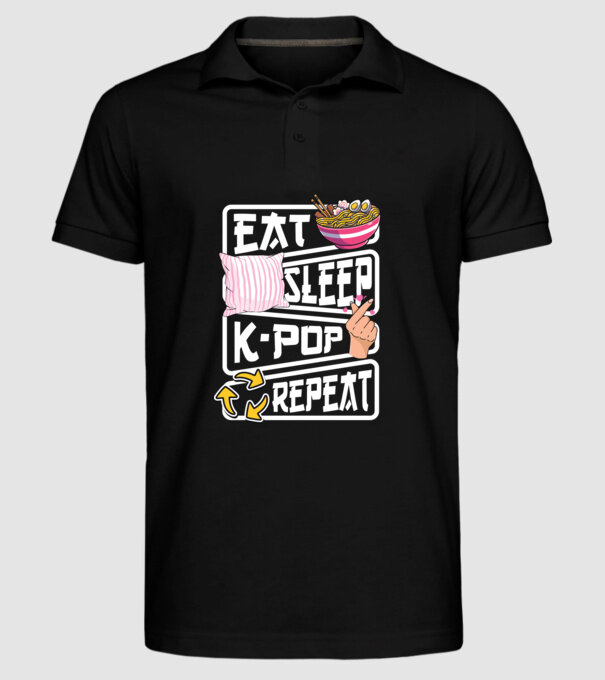 K-POP EAT SLEEP model negru pe tricou