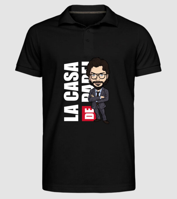 la cas de papel professor model negru pe tricou