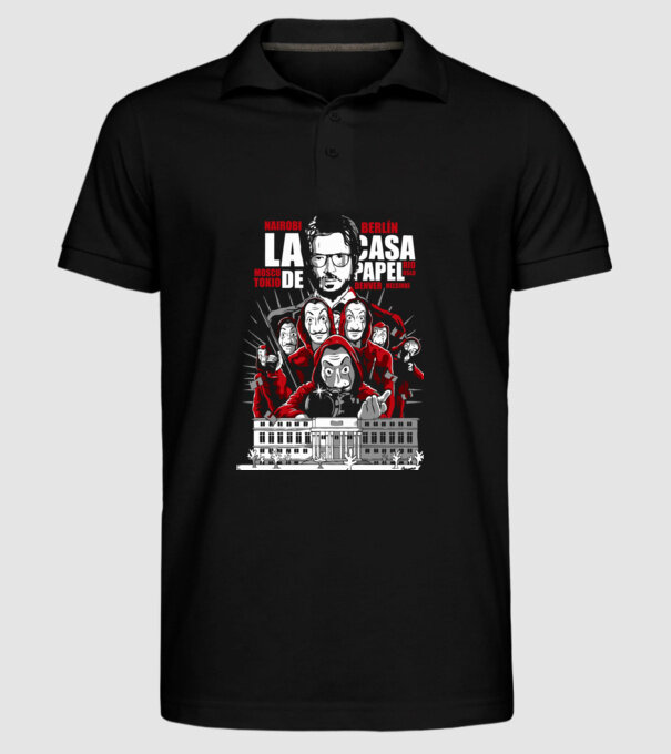 la casa de papel family model negru pe tricou