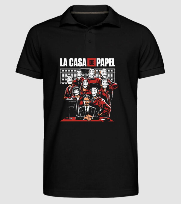 La casa de papel grupo model negru pe tricou
