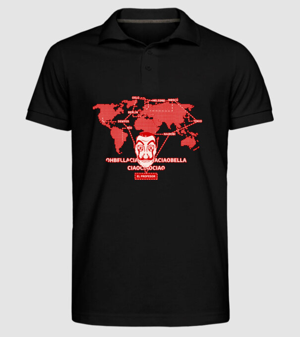 la casa de papel map model negru pe tricou