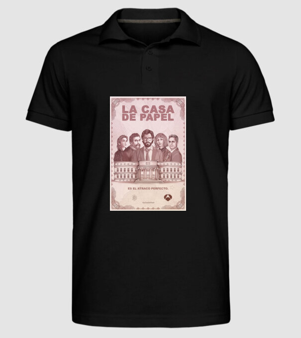la casa de papel poster model negru pe tricou