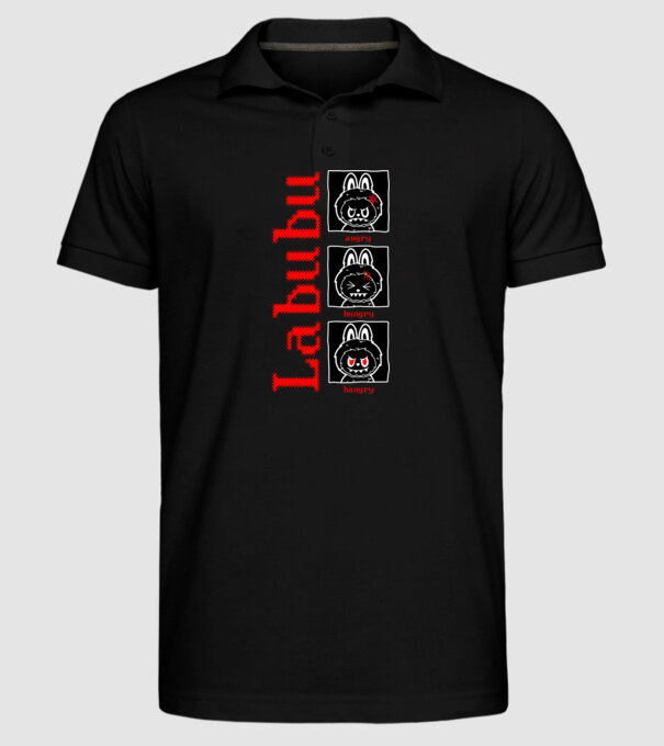 Labubu moods model negru pe tricou