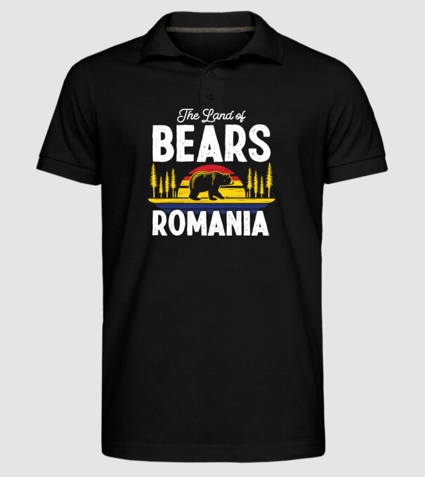Land of Bears model negru pe tricou