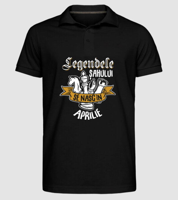 Legendele șahului se nasc în aprilie model negru pe tricou