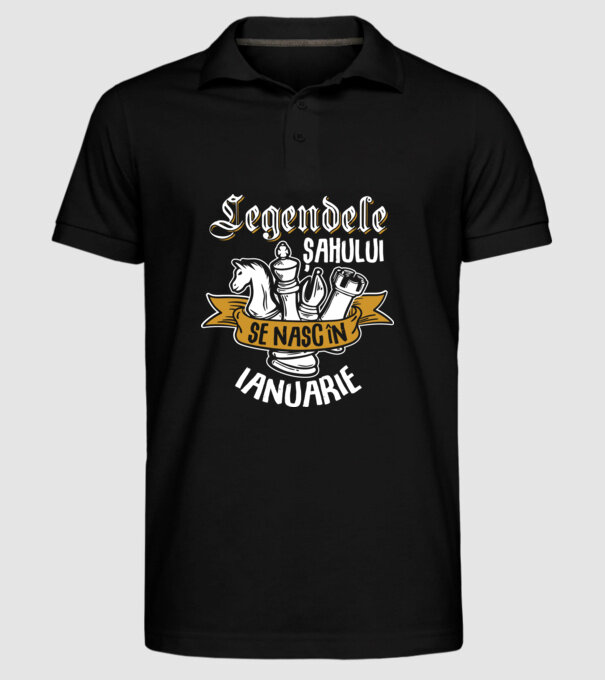Legendele șahului se nasc în ianuarie model negru pe tricou