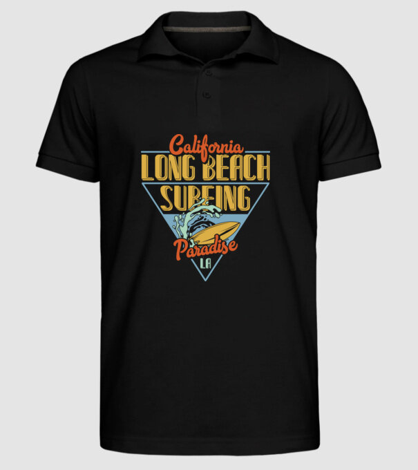 Long Beach model negru pe tricou