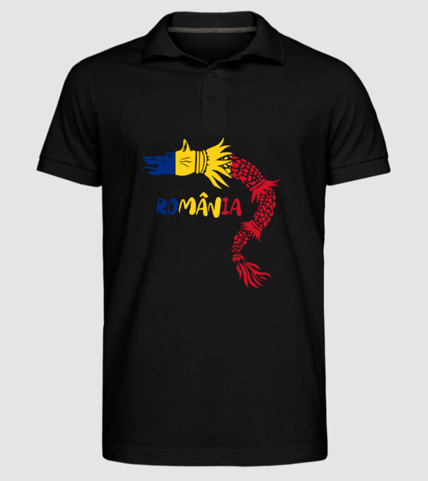 Lupul dacic model negru pe tricou