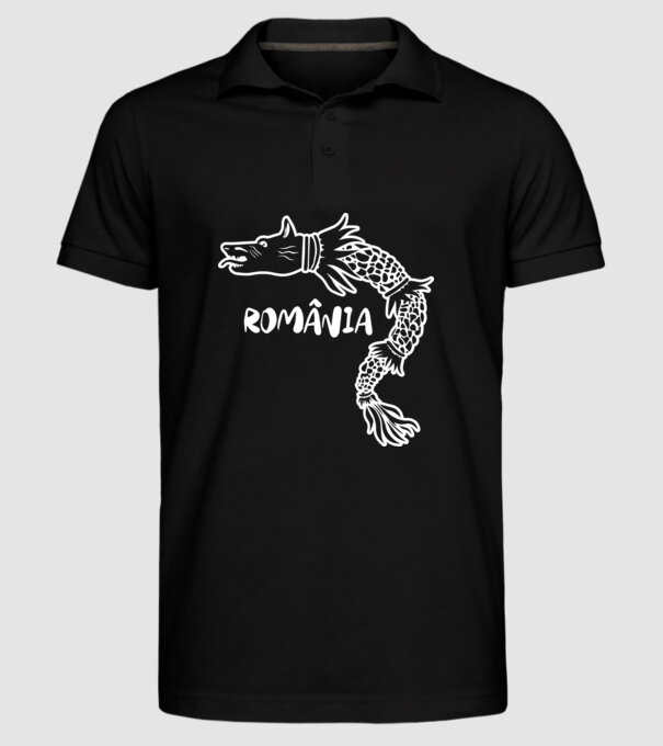 Lupul dacic alb model negru pe tricou