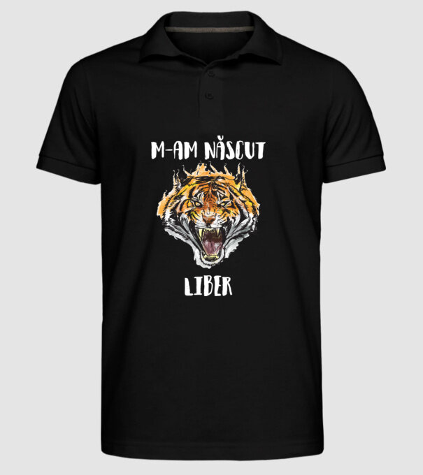 m-am născut liber model negru pe tricou