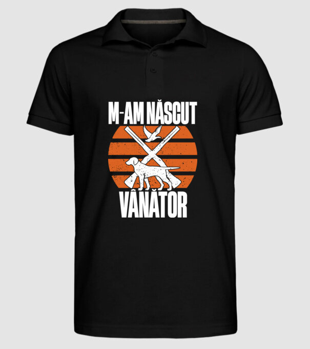 M-am născut vânător model negru pe tricou