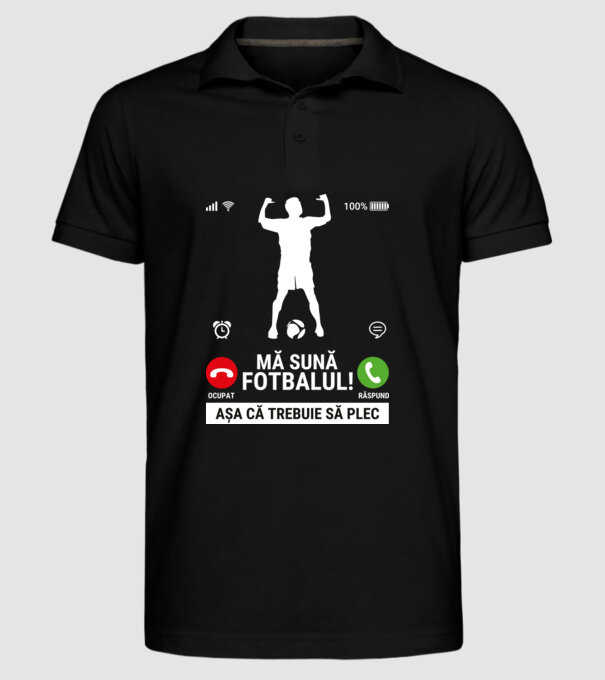 Mă sună fotbalul model negru pe tricou