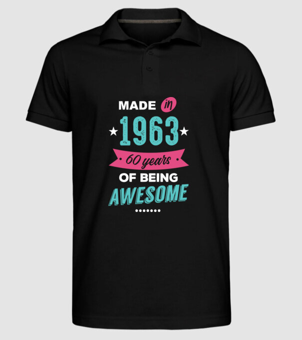Made in 1963 model negru pe tricou