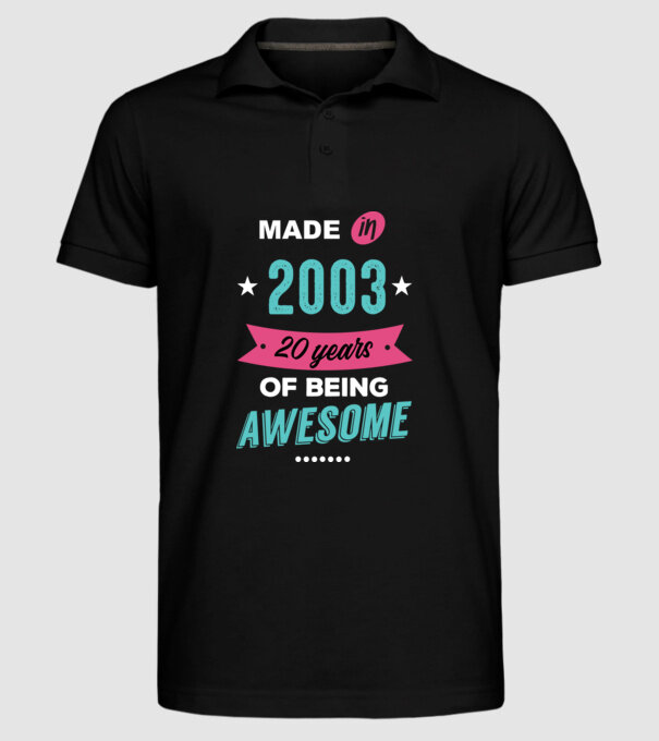 MADE IN 2003 model negru pe tricou