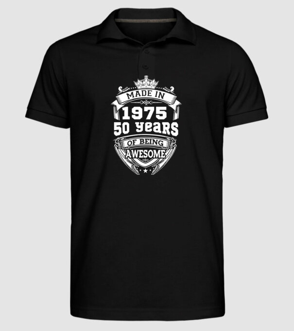 Made in awesome 1975 model negru pe tricou