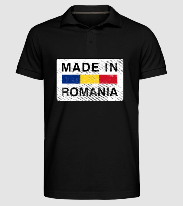 made in romania model negru pe tricou