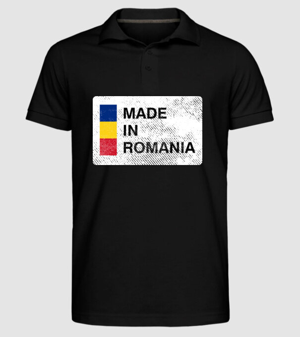 made in romania model negru pe tricou