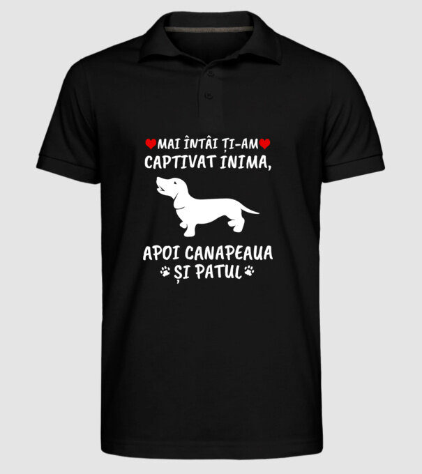 Mai întâi ți-am captivat inima, apoi canapeaua și patul model negru pe tricou