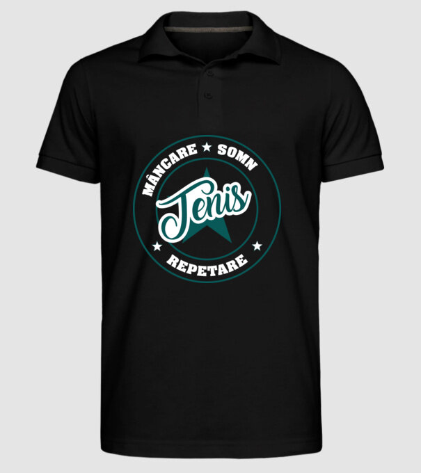 mâncare somn repetare TENIS model negru pe tricou