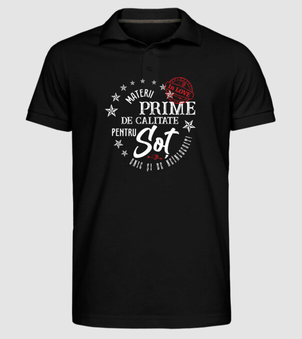Materii prime de calitate pentru soț model negru pe tricou