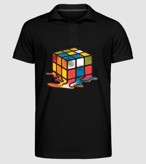 Melted Rubik model negru pe tricou