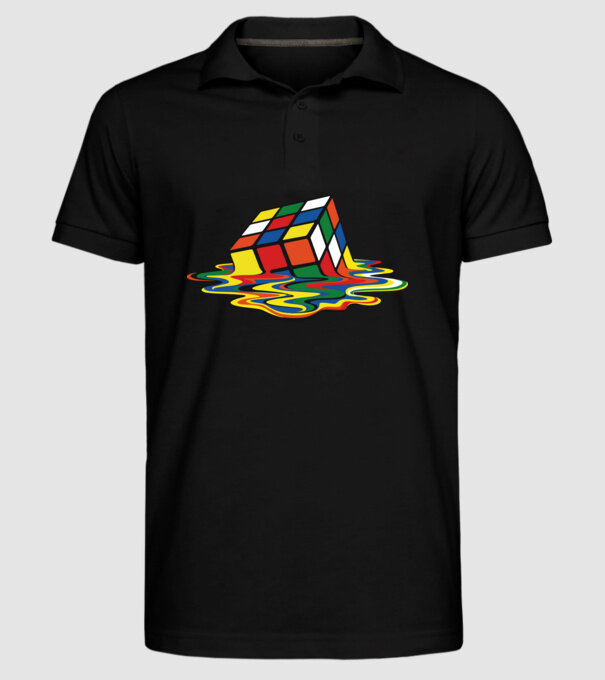 Melting Rubik model negru pe tricou
