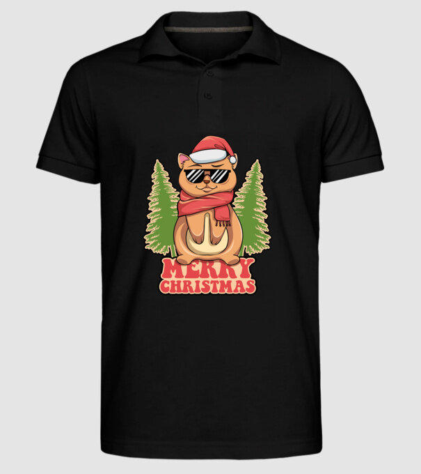 Merry christmas cat model negru pe tricou