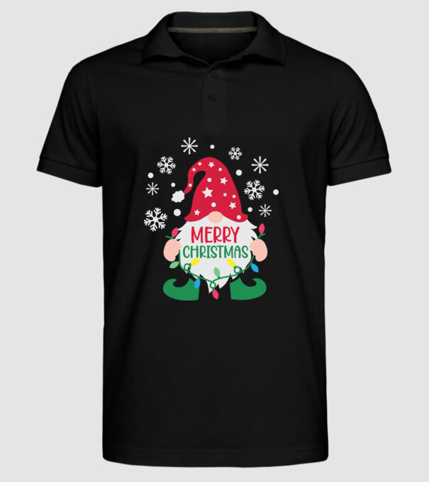 Merry christmas gnome model negru pe tricou