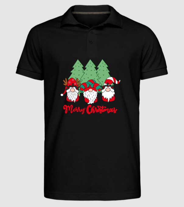 Merry christmas gnomes model negru pe tricou