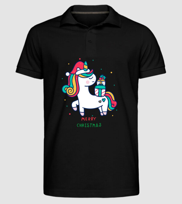 merry christmas unicorn model negru pe tricou