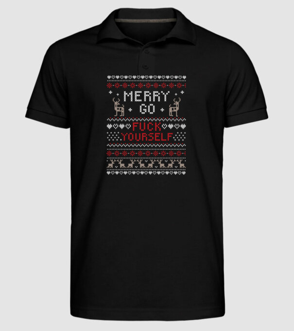 Merry go fuck yourself model negru pe tricou