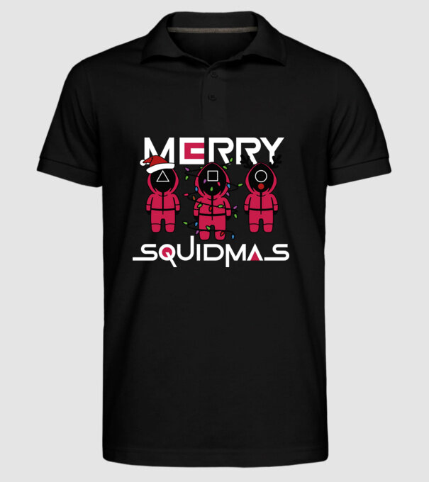 Merry squidmas model negru pe tricou