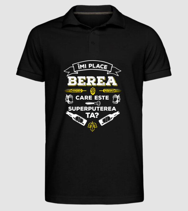 îmi place berea, care este superputerea ta? model negru pe tricou