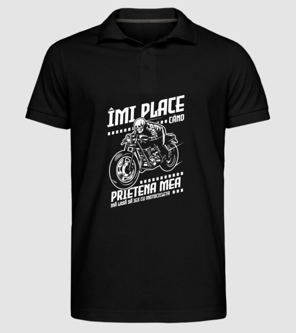 îmi place când prietena mea mă lasă să ies cu motocicleta model negru pe tricou
