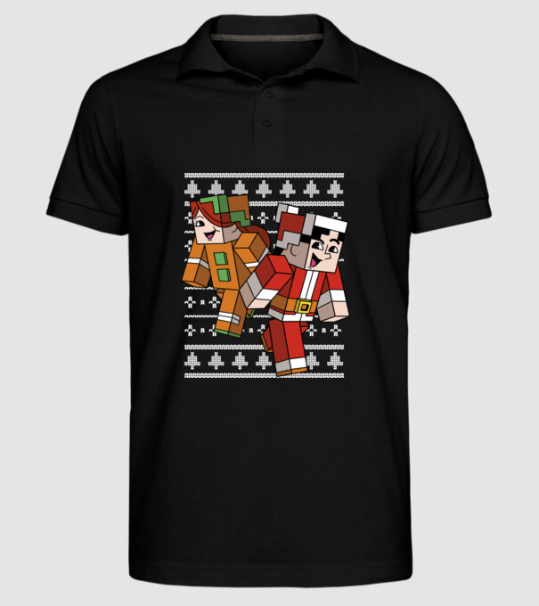 Minecraft christmas ugly sweater model negru pe tricou