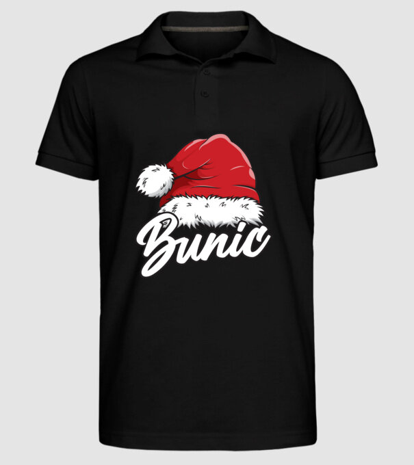 bunic Santa Hat model negru pe tricou