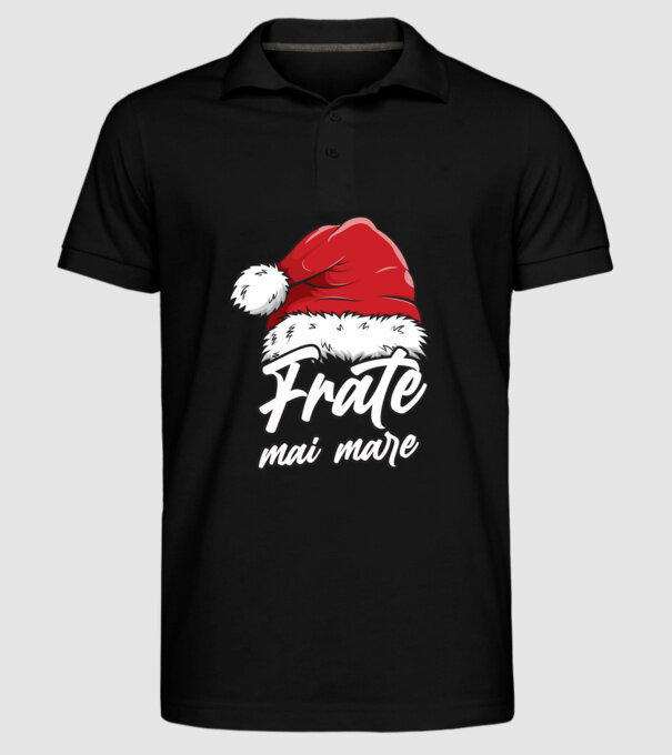 frate mai mare Santa Hat model negru pe tricou