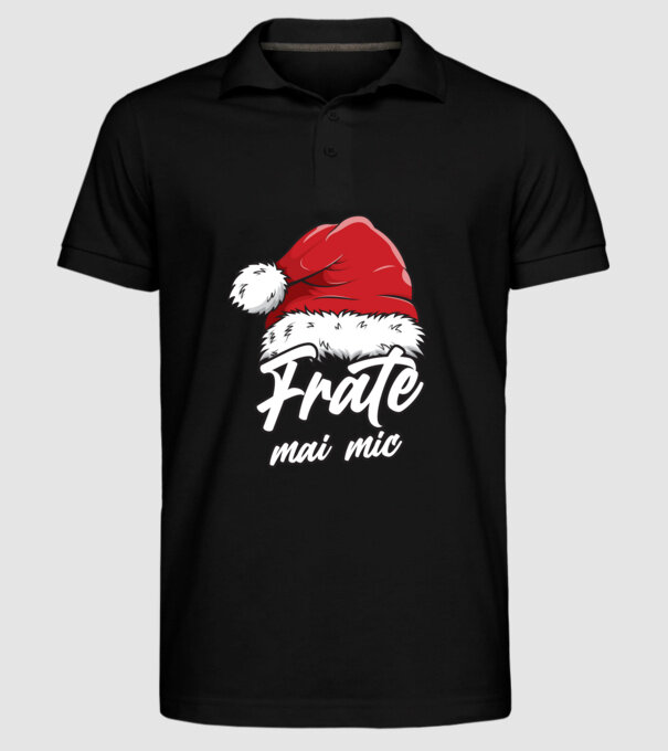 frate mai mic Santa Hat model negru pe tricou