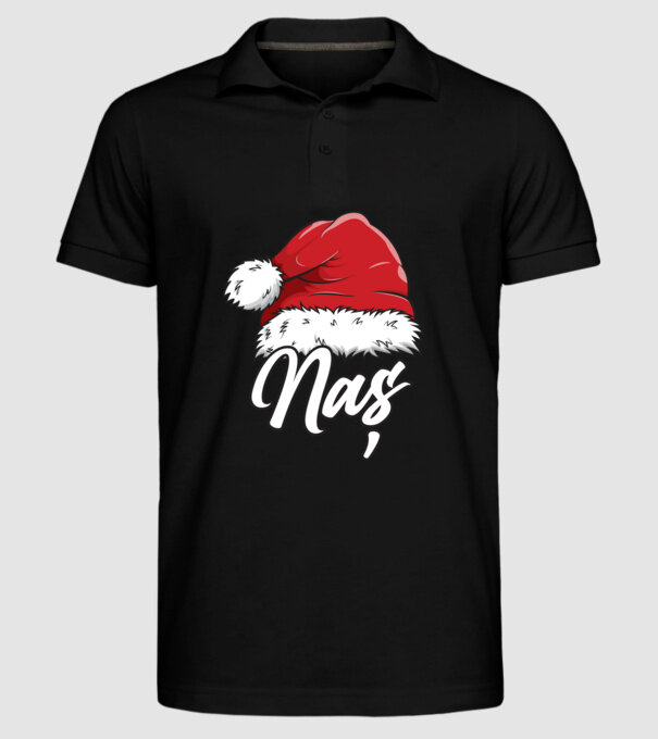 naș Santa Hat model negru pe tricou