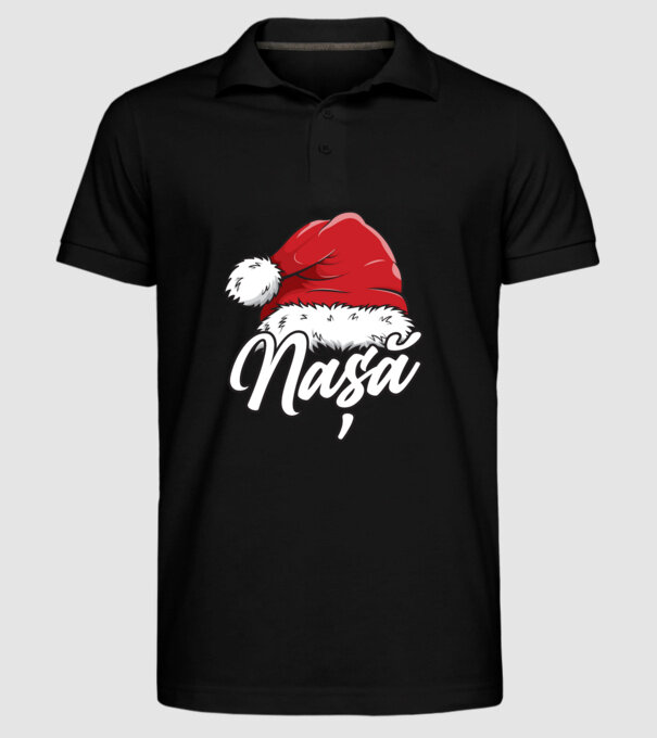 nașă Santa Hat model negru pe tricou