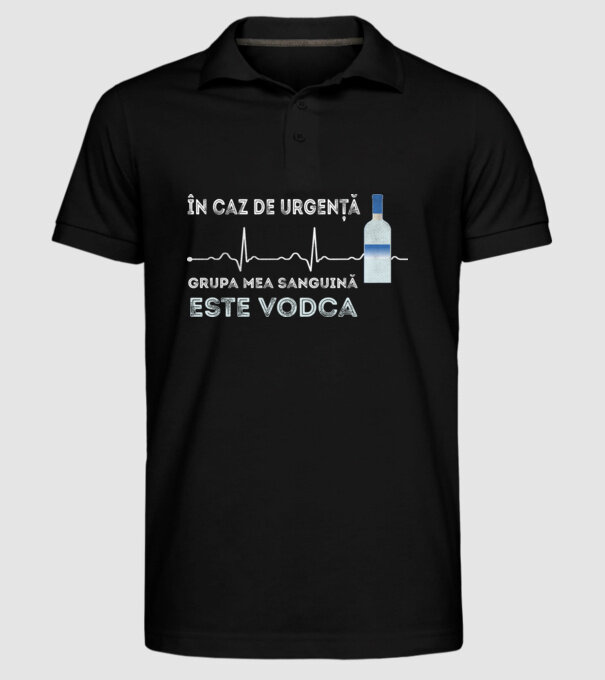 În caz de urgență, grupa mea sanguină este vodca model negru pe tricou
