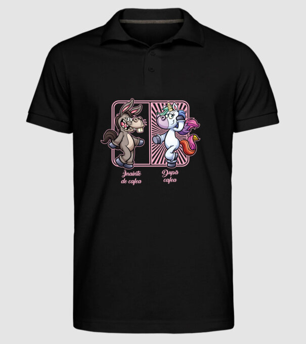 Înainte de cafea model negru pe tricou