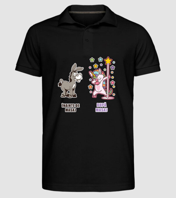 Înainte de masaj - După masaj model negru pe tricou