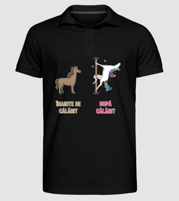 Înainte de călărit - după călărit model negru pe tricou
