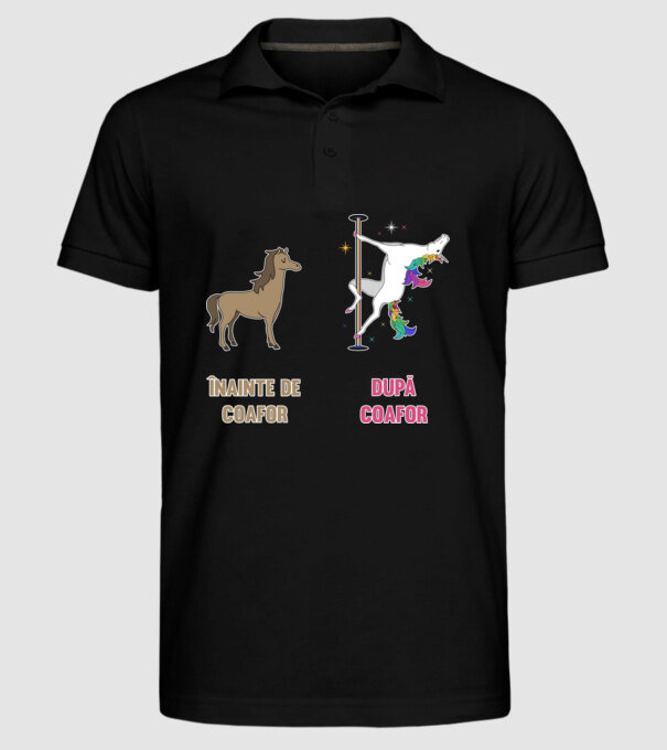 Înainte de coafor - După coafor model negru pe tricou