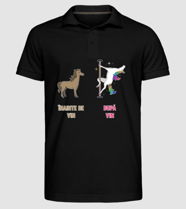 Înainte de vin - După vin model negru pe tricou