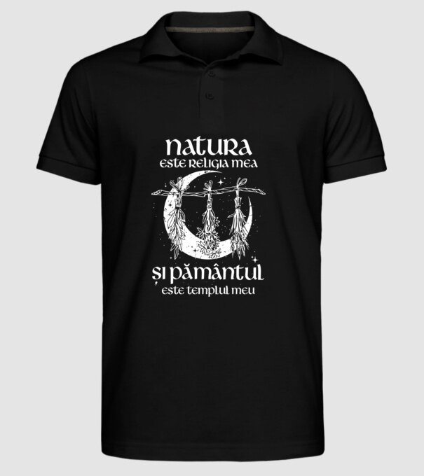 Natura este religia mea model negru pe tricou