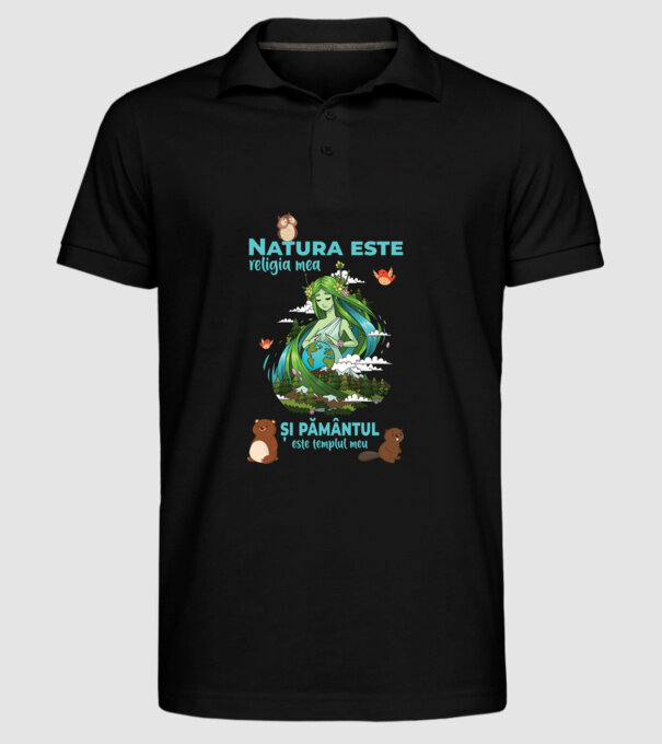 Natura este religia mea și pământul este templul meu model negru pe tricou